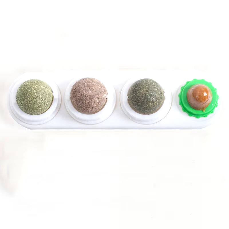 Catnip Toys Silvervine Balls Teeth Cleaning Dental Wall Treats Extra Cat Energy Ball Edible Cats Lick Healthy Kitten Chew