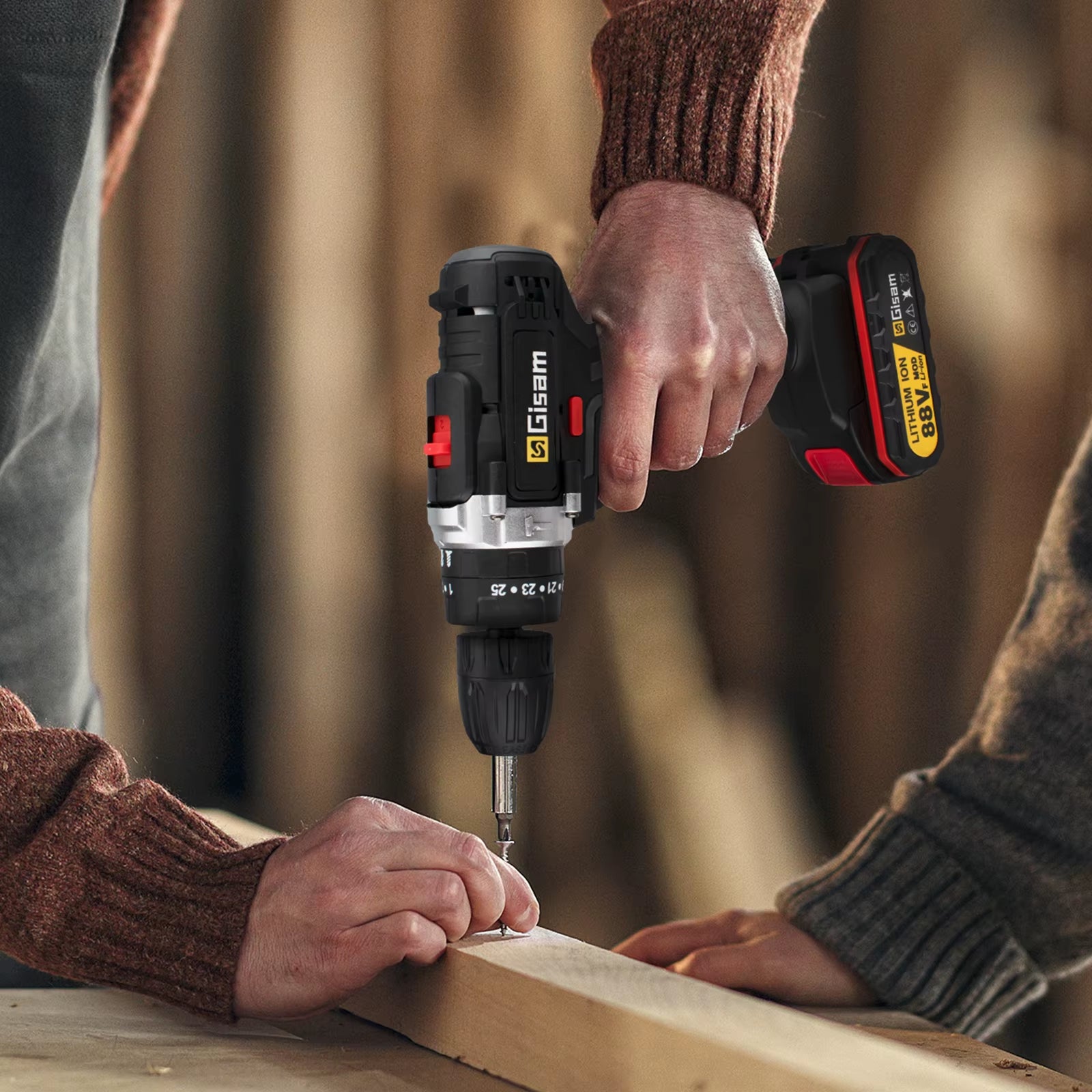 21V Cordless Drill Driver Set – Electric Screwdriver, Impact Function, 2-Speed, Rechargeable Lithium-Ion Battery for DIY & Home Use