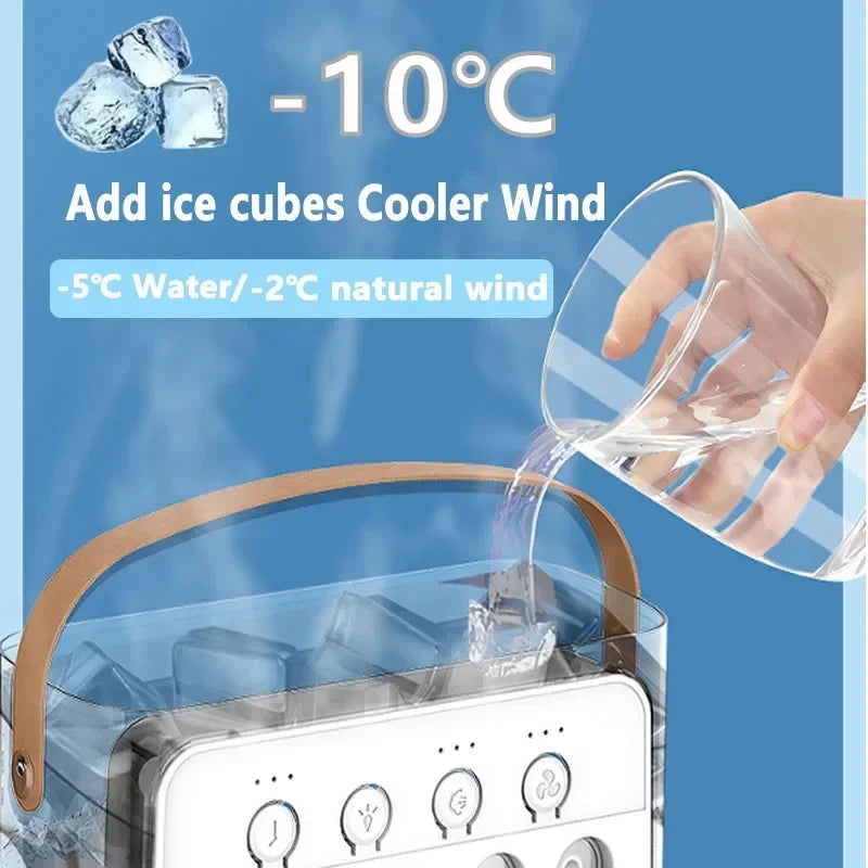 3-in-1 Portable Air Cooler, Humidifier & LED Night Light – Compact Fan for Home or Office Use
