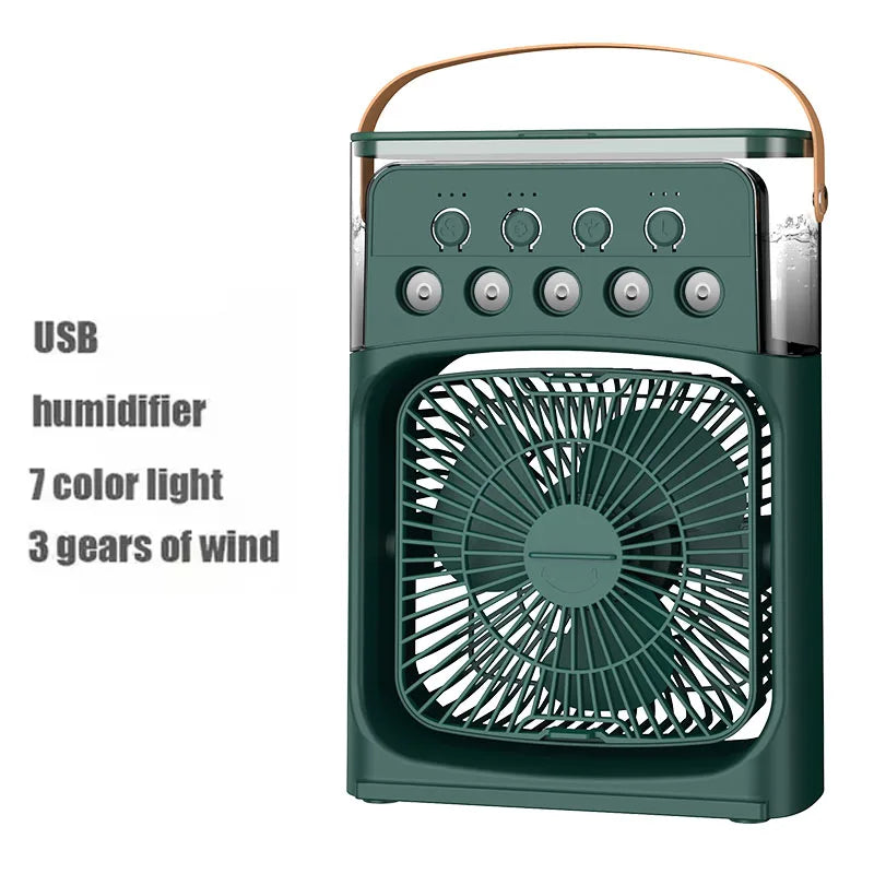 3-in-1 Portable Air Cooler, Humidifier & LED Night Light – Compact Fan for Home or Office Use
