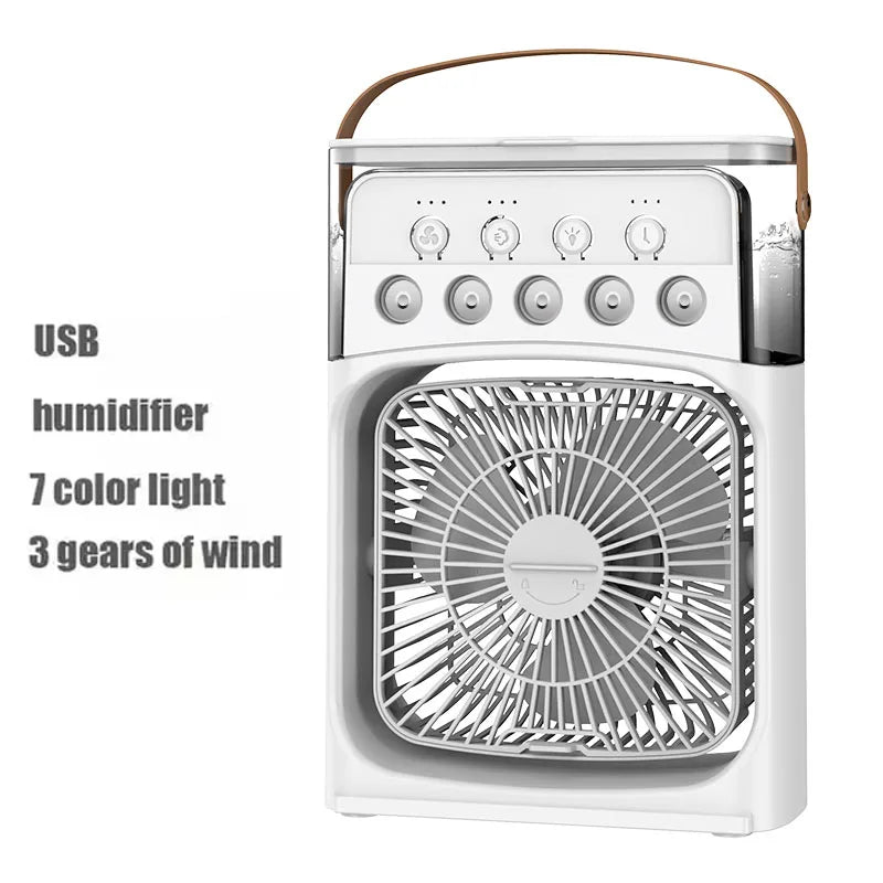 3-in-1 Portable Air Cooler, Humidifier & LED Night Light – Compact Fan for Home or Office Use
