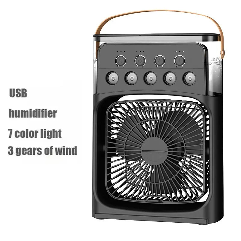 3-in-1 Portable Air Cooler, Humidifier & LED Night Light – Compact Fan for Home or Office Use