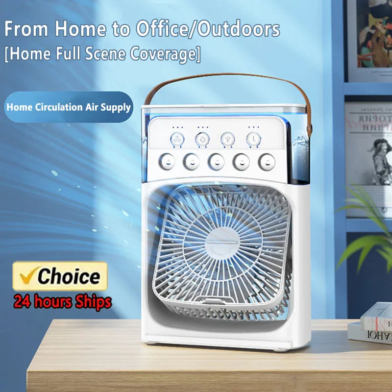 3-in-1 Portable Air Cooler, Humidifier & LED Night Light – Compact Fan for Home or Office Use